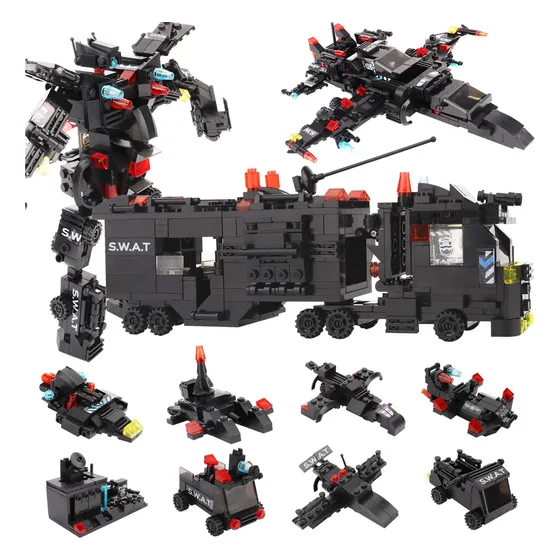 Kit De Bloques De Construcción De Robots Y Coches De Policía