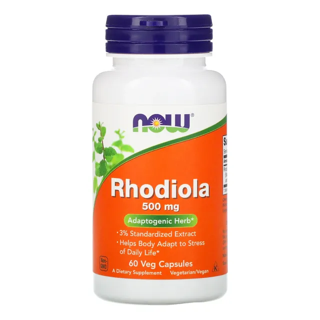 Rhodiola, 500 mg, extracto de rodiola de Now Foods, 60 cápsulas vegetales, sabor sin sabor