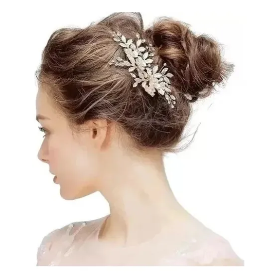 Pasador Tocados De Novia Con Clip Diamantes Imitación Flores