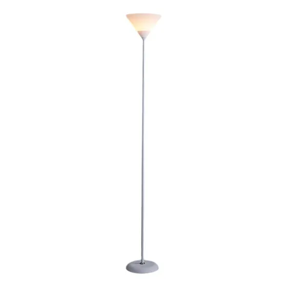 Lámpara De Pie Con Pantalla Lampara Minimalista-tono Calido Estructura Blanco Pantalla Blanco