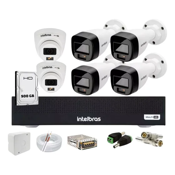 Kit Intelbras Dvr 1108c + 6 Vhd 1120b Full Color Hd Incluso