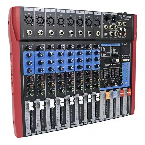Mesa De Som Soundvoice Ms-802 Eux 8 Canais C/ Efeitos Eq Top 110/220