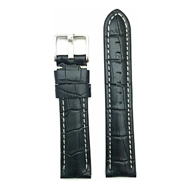 Nueva Vida De 22 Mm De Largo, Negro Pulsera De Cuero Q2jcx