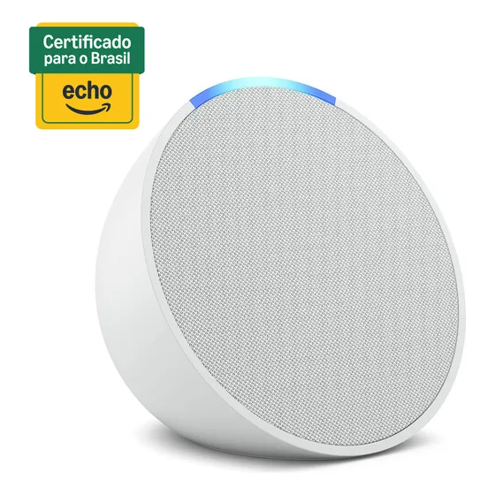 Echo Pop Smart speaker Amazon compacto com som envolvente e Alexa Cor Branca