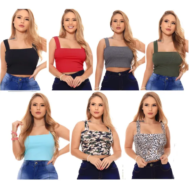 Kit Atacado Revenda 7 Croppeds Top Blusinha Cores Sortidas Kit Atacado Revenda 7 Croppeds Top Blusinha Cores Sortidas