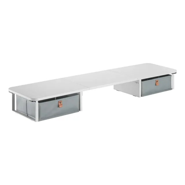 Base Eleva-monitor Madera Con 2 Cajones Techgo Tdb-1 Blanco