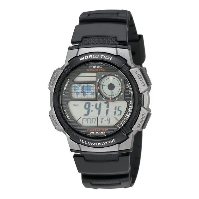 Reloj Casio Digital Ae-1000w-1bv Hora Mundial Resiste 100m