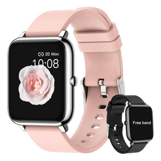 Salandens Smartwatch, Reloj Inteligente Mujer Y Hombre Blanco Liso Rosa/negro Plateado Salandens Smartwatch, Reloj Inteligente Mujer Y Hombre Blanco Liso Rosa/negro Plateado