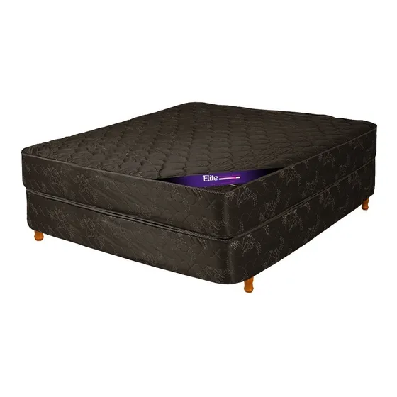 Sommier Colchon Queen Size 2x160 Resortes Doble Somier Color Bordó