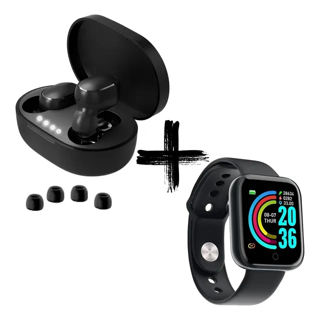 Kit Smartwatch D20 Notificações Fones Ouvido Bluetooth 5.0