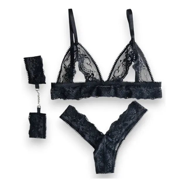 Conjunto Encaje Corpiño Abierto Lencería Temptation Lingerie