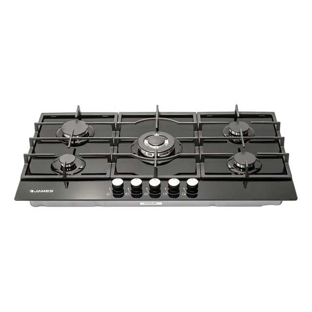 Anafe James De Empotrar A Gas 5 Hornallas H-ag Vidrio Negro
