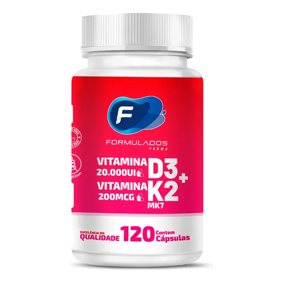 Vitamina D3 20.000ui + Vit K2 200mcg - 120 Cápsulas