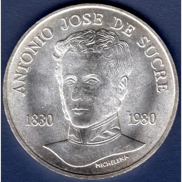 75 Bolívares De Plata De 1980 150 Años De La Muerte De Sucre