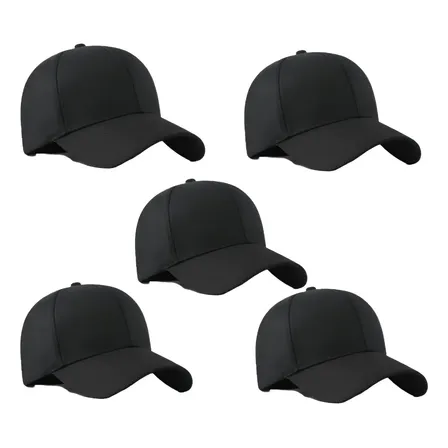 Kit 05 Boné Preto Algodão Liso Aba Curva Unissex Atacado Top Preto Único