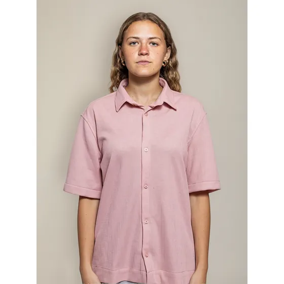 Camisa Manga Corta Algodon Mujer Lisa Basica Shaffe