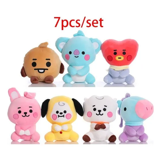 Set de 7 unidades/set de Kpop Bts. Muñeca de peluche Bt21, regalo para niños, 1 color fijo