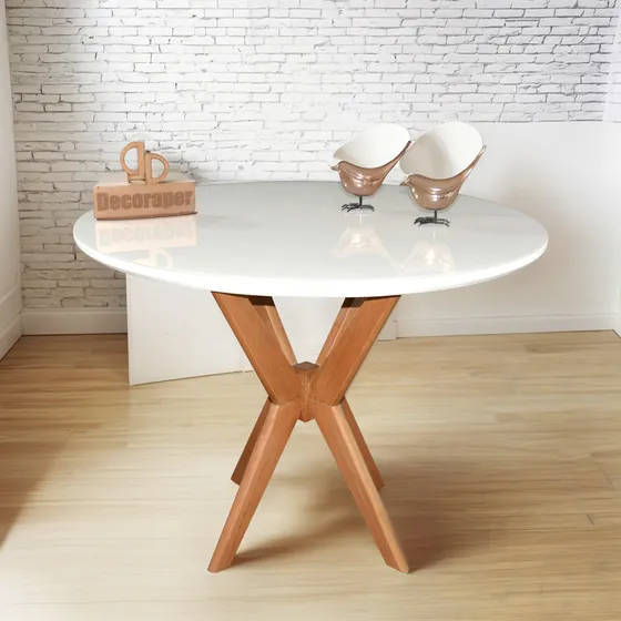 Mesa Sala De Jantar Pandora Tampo Laqueado Com Vidro 100cm