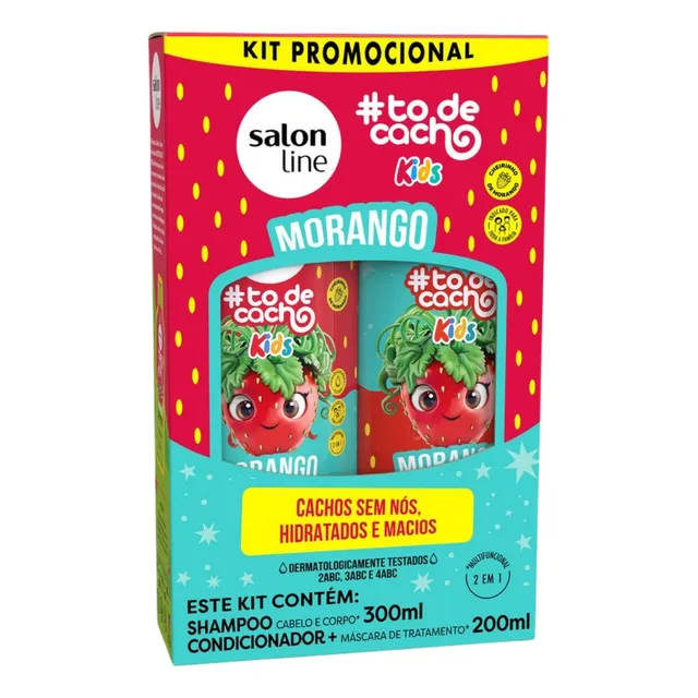 Kit Shampoo Condicionador Morango Kids Hidratação Salon Line