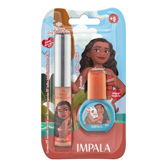 Kit Infantil Esmalte E Brilho Labial Moana Impala Hipo