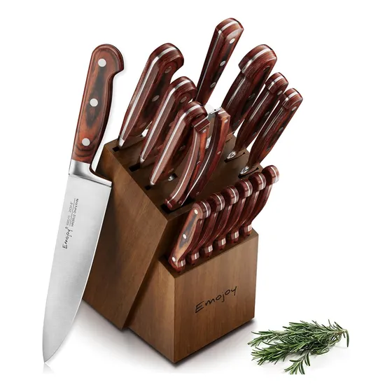 Juego De Cuchillos 15 Piezas De Cocina Con Bloque, Emojoy