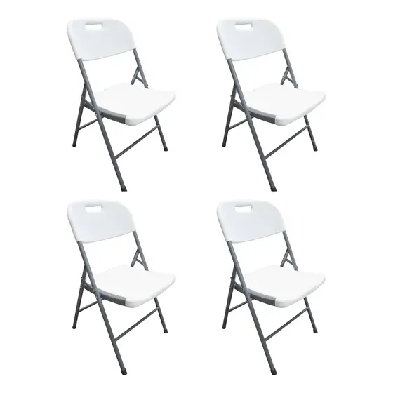 Set X4 Sillas Plegables De Plastico Exterior Para Hogar Jardin Eventos Catering Color Blanco Cl
