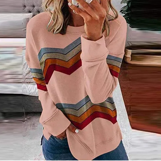Hotkey Sudadera Para Mujer Tops Manga Larga Cuello Redondo
