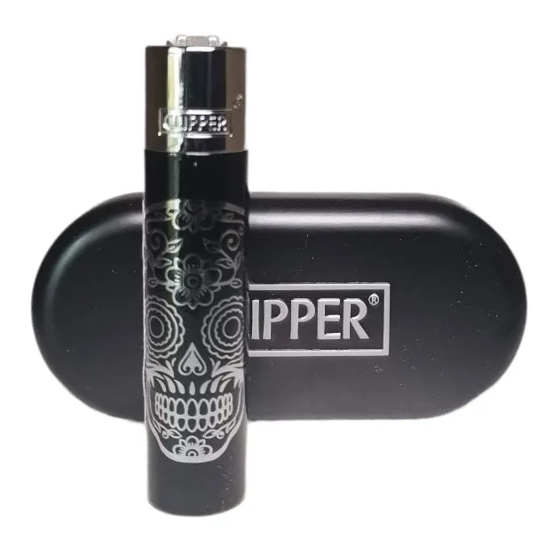 Encendedor Clipper Metal Recargable Colección Mex Skulls