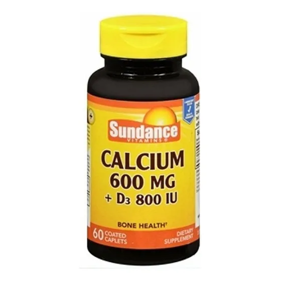 Calcio 600mg Y Vitamina D3 Sundance X 60 Tabletas Lider Eeuu