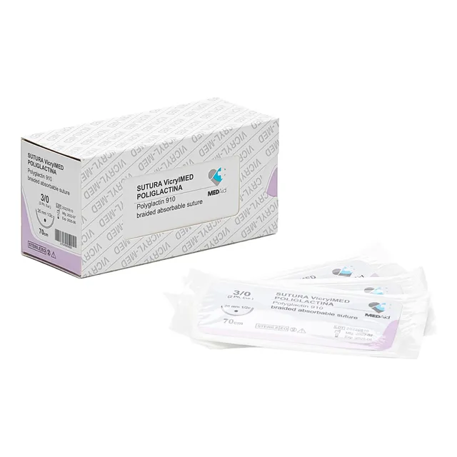 Sutura Vicryl-med 4/0, Med-aid, Poliglactina Curva 13mm