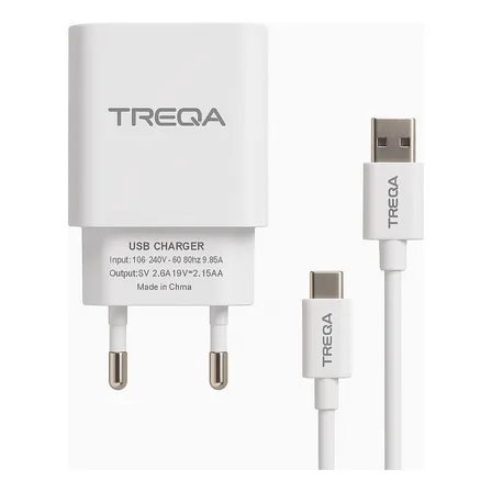 Cargador Treqa Carga Rapida Micro V8 3.1a Color Blanco