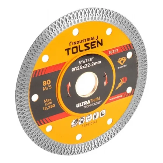 Disco Diamantado Porcelanato Tolsen 115mm 5x7/8 Pulgadas -sc Color Naranja Con Negro Y Gris