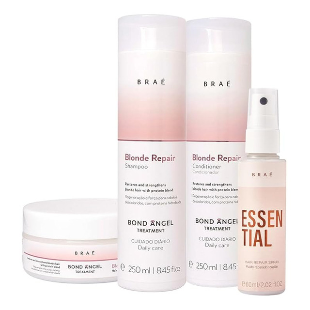 Kit Braé Blond Repair Duo 250ml+máscara 200g+essential 60ml Kit Braé Blond Repair Duo 250ml+máscara 200g+essential 60ml