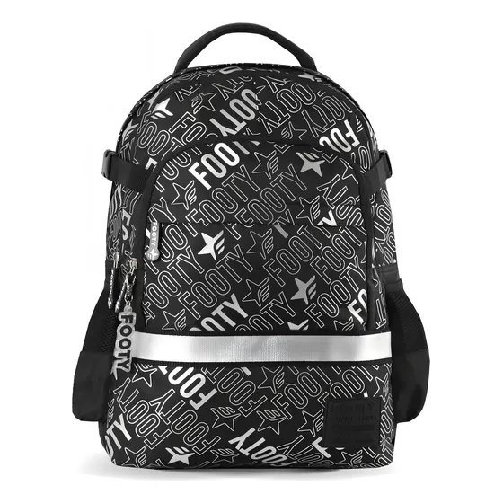 Mochila Espalda 18 Big Kids Estampas En Plateado Footy F2033 Color Negro/Plata Diseño de la tela Poliéster