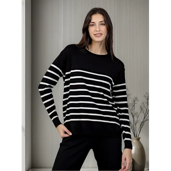 Sweater Rayado Con Tajo Bremer Aleshandra Mujer