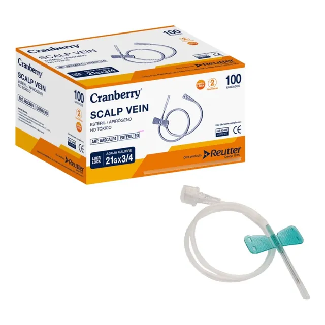 Mariposa Scalp Vein Luer Lock 21g X 3/4 Cranberry