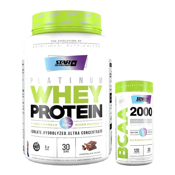 Premium Whey Protein 2 Lb + Bcaa 2000 Star Nutrition