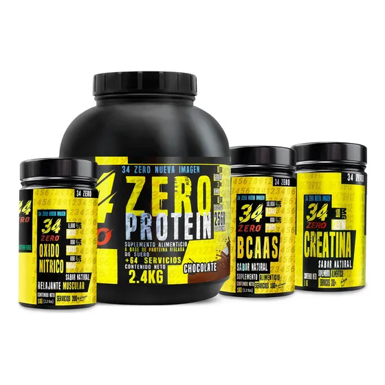 Combo Suplementos 34zer Proteina + Creatina + Bcaas + Oxido Sabor Chocolate - Surtidos