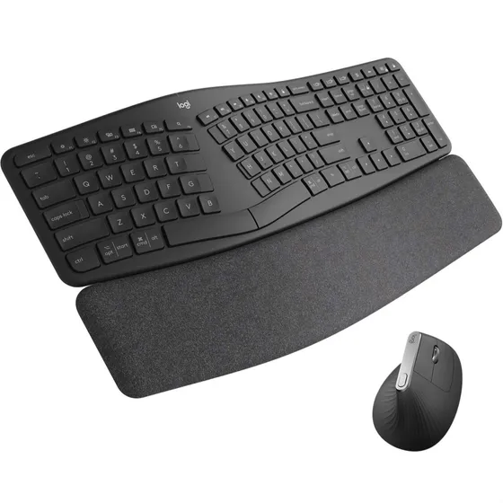 Combo Ergonómico Logitech: Teclado K860 + Mouse Mx Vertical Mouse Negro Teclado Negro