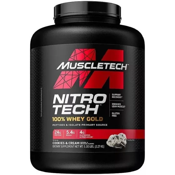 Suplemento en polvo Muscletech Nitro Tech 100% Whey Gold proteína sabor Cookies & Cream 2.27kg