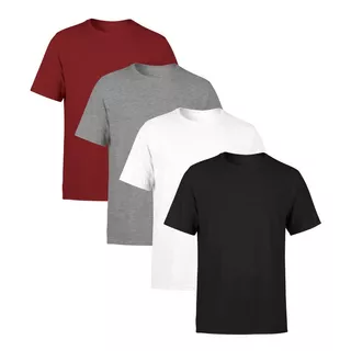 Kit 4 Camisetas Masculinas Lisa Premium 100% AlgodĂŁo Kit 4 Camisetas Masculinas Lisa Premium 100% AlgodĂŁo