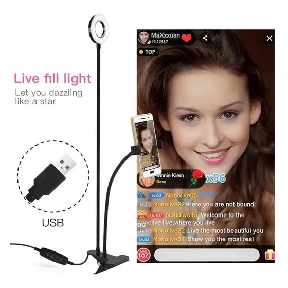 Lampara De Mesa Led Cuello Flexible Con Soporte De Celular