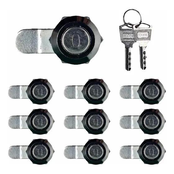 Pack 10 Pzs Cerradura De Acero Con Llave P/ Gabinete Argos