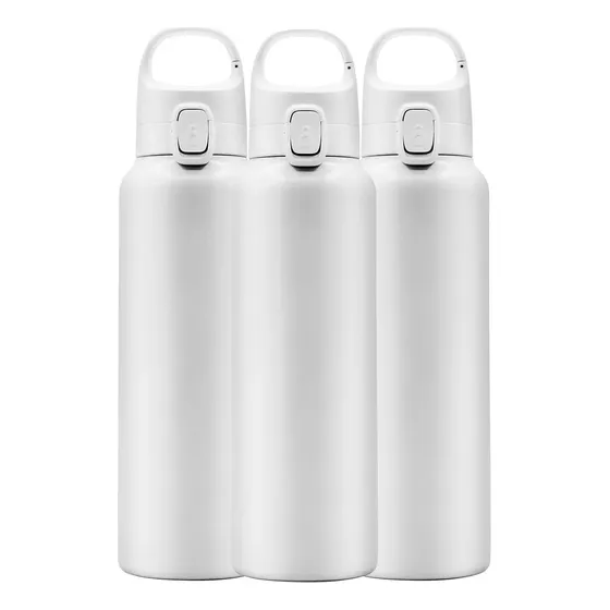 3 Termo Botellas Aisladas Acero Inox 600ml Tapa Con Seguro