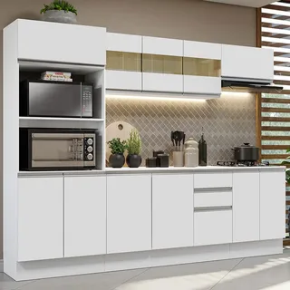 ArmĂĄrio De Cozinha Completa Modulada Com BalcĂŁo Para Cooktop 100% Mdf 250cm Smart Madesa Cor Branco Grsm25000109 ArmĂĄrio De Cozinha Completa Modulada Com BalcĂŁo Para Cooktop 100% Mdf 250cm Smart Madesa Cor Branco Grsm25000109