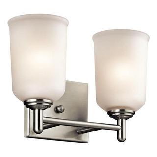 Lámpara De Tocador Con 2 Luces De 31,7 Cm De Cristal Satinad Lámpara De Tocador Con 2 Luces De 31,7 Cm De Cristal Satinad