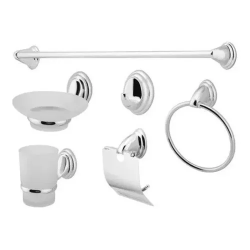 Juego Accesorio Para Baño 5 Piezas Cromado Metalico