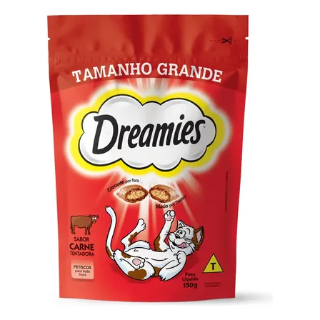 Petisco Dreamies para Gatos Adultos Sabor Carne Tentadora 150g