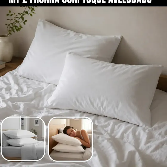 2 Fronha Travesseiro Avulsa 50x70 Toque Aveludado Percal Flex 200 Fios Poliéster Premium cor Branco Liso