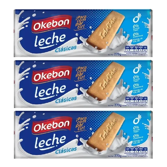 Pack X 3 Galletitas Okebon Leche X 273grs 